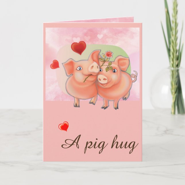 Cartão De Festividades Card with love pigs (Frente)