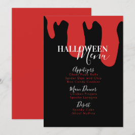 Cartão De Festividades Cardápio de Aniversário de Halloween com Sangue de