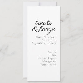 Cartão De Festividades Cardápio de Bebidas Pretas Brancas para Casamento