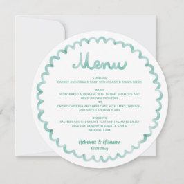 Cartão De Festividades Cardápio de Casamento em Moldura Verde Menta Redon
