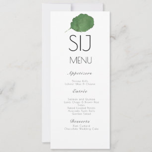 Cartão De Festividades Cardápio de Casamento Minimalista Aquarela Folha