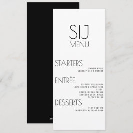 Cartão De Festividades Cardápio de Casamento Moderno Simples Preto Branco