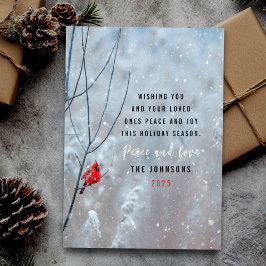 Cartão De Festividades Cardeal vermelho e natal de neve