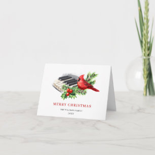 Cartão De Festividades Cardeal Vermelho Holly Berry Saudação de Natal