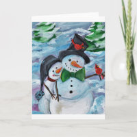 Cardeal visitante Snowmen