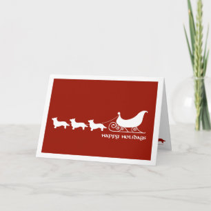 Cartão De Festividades Cardigan Corgis Pulling Santa's Sleigh