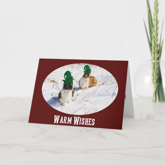 Cartão De Festividades Cardigan Welsh Corgi Elves Christmas Card (Frente)