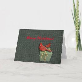 Cartão De Festividades Cardinal and Gift box (Merry Christmas)