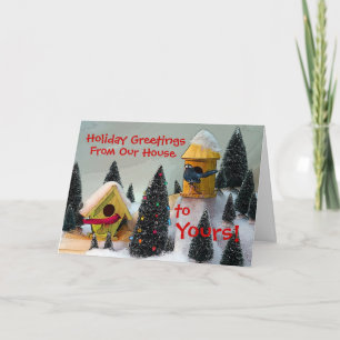 Cartão De Festividades Cardinal Bird House holiday card