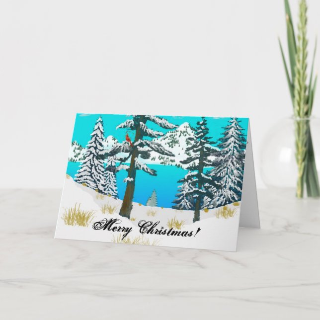 Cartão De Festividades Cardinal de inverno (Frente)