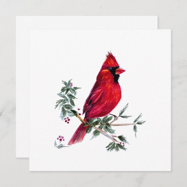 Cartão De Festividades Cardinal em Aquarela por Amy DeVane Art Cards (Frente/Verso)