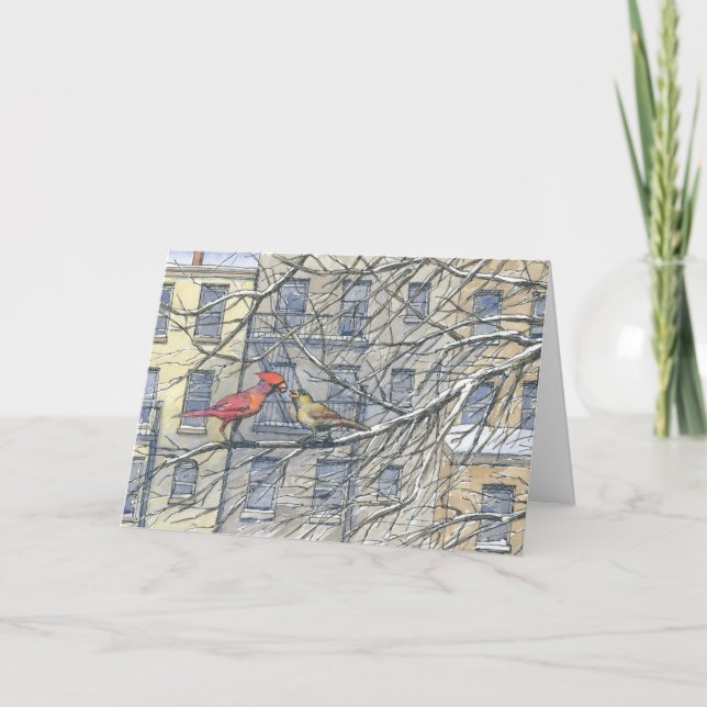 Cartão De Festividades "Cardinal Pair" Christmas Card (Frente)
