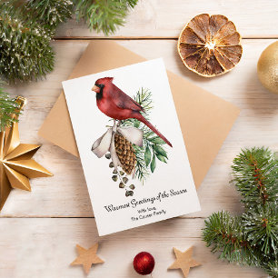 Cartão De Festividades Cardinal Vermelho Elegante de Natal de Inverno