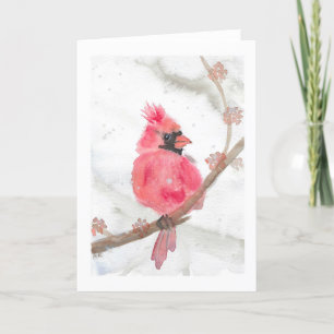Cartão De Festividades Cardinal Vermelho na Neve