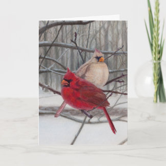 Cartão De Festividades Cardinals in the Snow Holiday Card