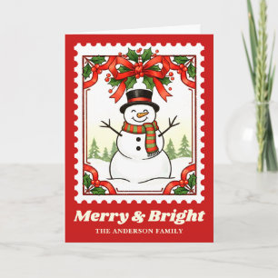 Cartão De Festividades Carimbo de feliz e Bright Snowman