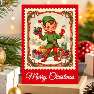 Cartão De Festividades Carimbo de Posto de Natal do Elf