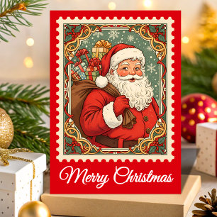 Cartão De Festividades Carimbo do Prefácio de Natal do Santa Claus