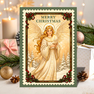 Cartão De Festividades Carimbo do Prefácio de Natal em Anjo