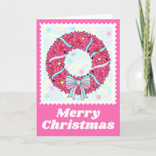 Cartão De Festividades Carimbo-Posto De Festa De Natal, Rosa