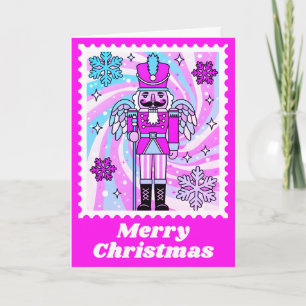 Cartão De Festividades Carimbo-Posto de Soldado Neon Pink Nutcracker