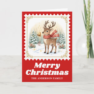 Cartão De Festividades Carimbo Retro Retro Carimbo Retro de Reindet Natal