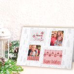 Cartão De Festividades Carimbos de Foto Personalizados e Árvore de Natal<br><div class="desc">Cartão de Natal fotográfico com selos de correio antigos, personalizado com 2 das suas fotografias e dentro de saudação personalizada. A design contém 4 selos postais, decorados com flocos de neve, ornamentos bálidos e palavras festivas (Feliz Férias, Feliz Natal e Feliz e brilhantes). O cartão tem uma paleta colorida de...</div>