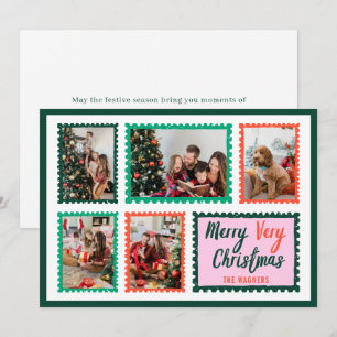 Cartão De Festividades Carimbos Desenhados à Mão Quadro 5 Foto Feliz Nata