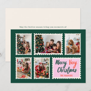 Cartão De Festividades Carimbos Desenhados à Mão Quadro 5 Foto Feliz Nata