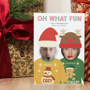 Cartão De Festividades Carinha Engraçada e Engraçada de Natal Feia Person
