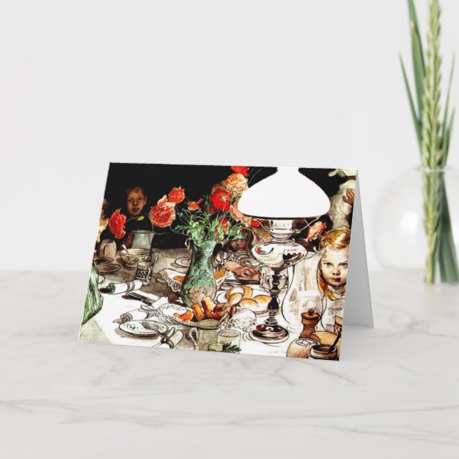 Cartão De Festividades Carl Larsson - À volta da lâmpada (Frente)