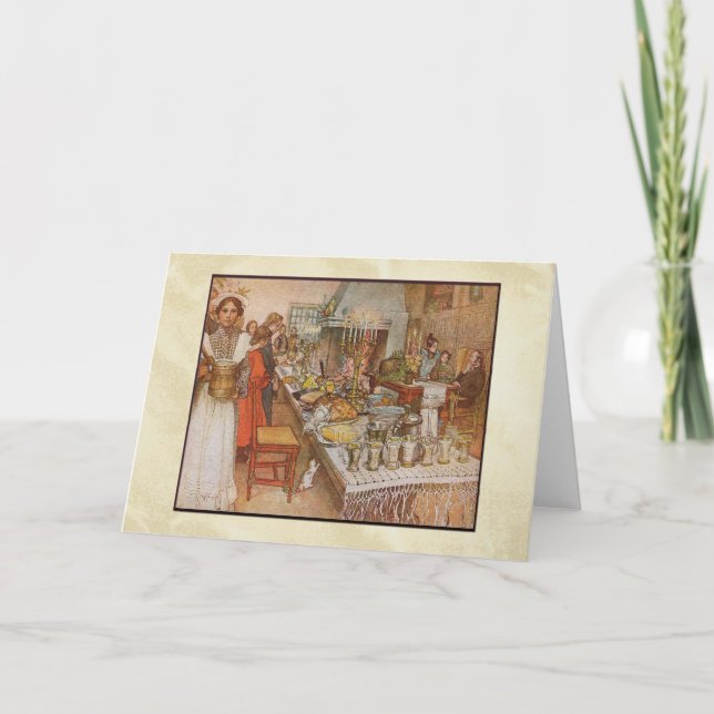 Cartão De Festividades Carl Larsson Christmas Eve Dinner (Frente)