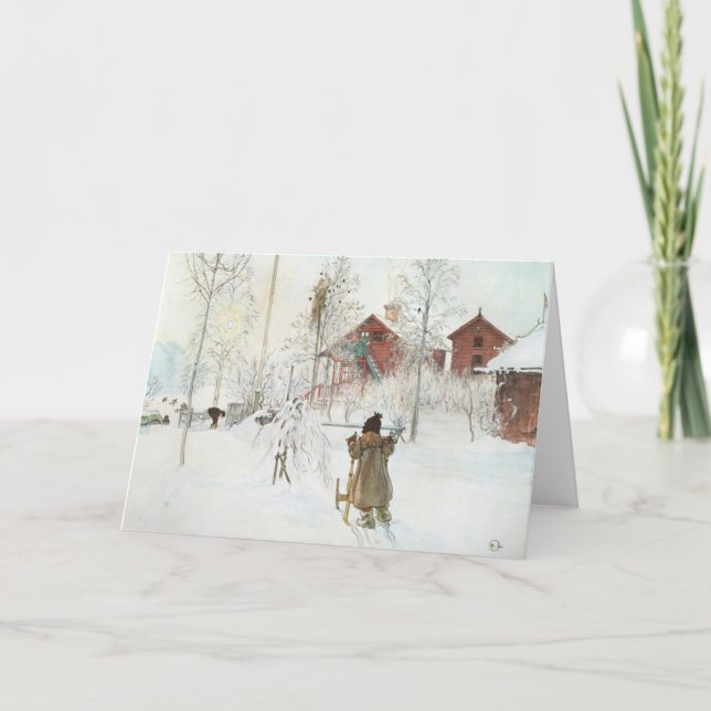 Cartão De Festividades Carl Larsson Front Yard e Wash House (Frente)