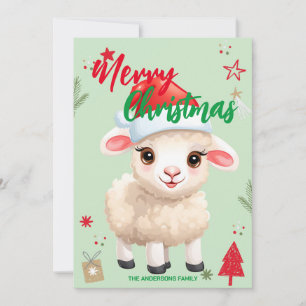 Cartão De Festividades Carnudo ovelha RAM papai noel Natal Feriado Nome d