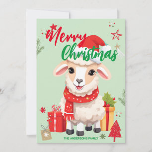 Cartão De Festividades Carnudo ovelha RAM papai noel Natal Feriado nome d