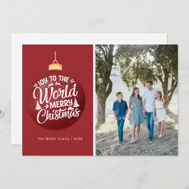 Cartão De Festividades Carol Family Photo Christmas Cards (Frente/Verso)