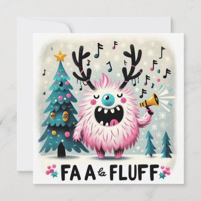Cartão De Festividades Caroleiro de Natal bonito "fa la fluff" (Frente)