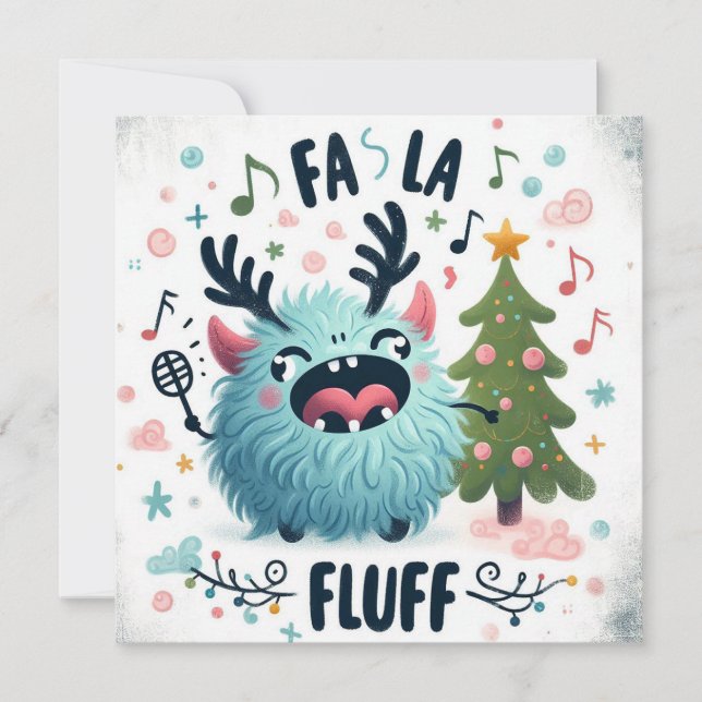 Cartão De Festividades Caroleiro de Natal bonito "fa la fluff" (Frente)