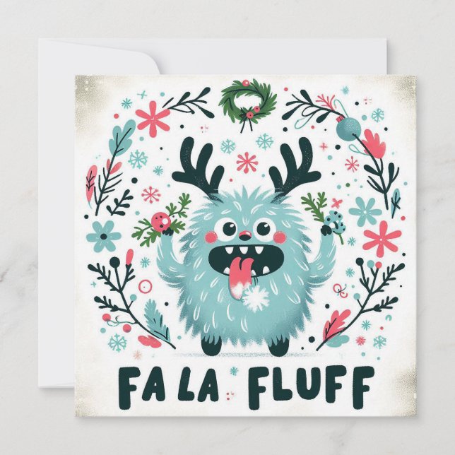 Cartão De Festividades Caroleiro de Natal bonito "fa la fluff" (Frente)