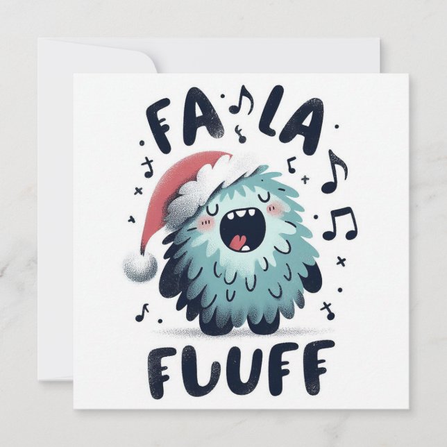 Cartão De Festividades Caroleiro de Natal bonito "fa la fluff" (Frente)