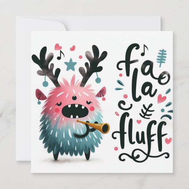 Cartão De Festividades Caroleiro de Natal bonito "fa la fluff" (Frente)