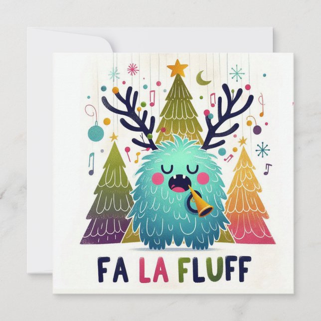 Cartão De Festividades Caroleiro de Natal bonito "fa la fluff" (Frente)