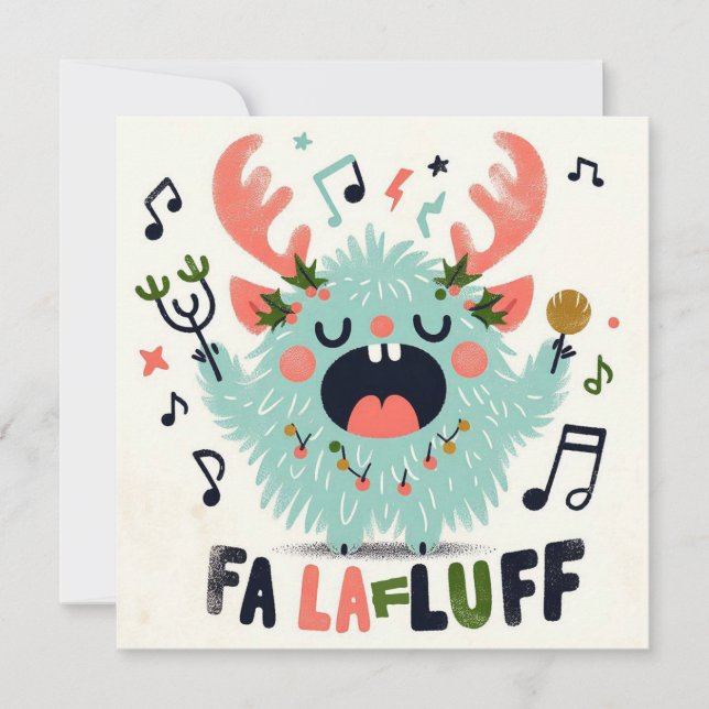 Cartão De Festividades Caroleiro de Natal bonito "fa la fluff" (Frente)
