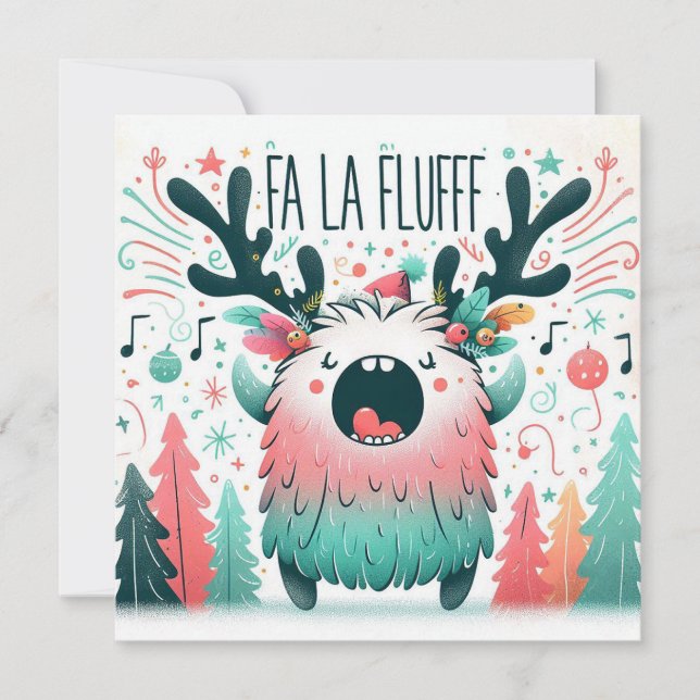 Cartão De Festividades Caroleiro de Natal bonito "fa la fluff" (Frente)
