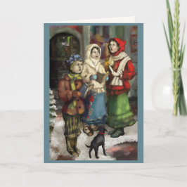 Cartão De Festividades Caroleiros de Natal Dickensianos Personalizam
