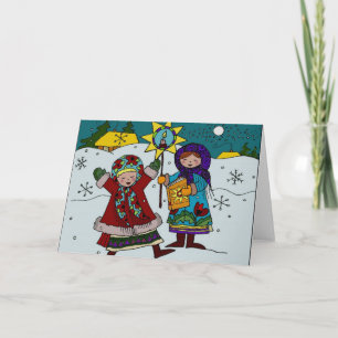 Cartão De Festividades Caroleiros de Natal Ucranianos