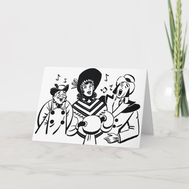 CARTÃO DE FESTIVIDADES CAROLERS ENVIANDO HOLIDAY DESEJA "VOCÊ" (Frente)