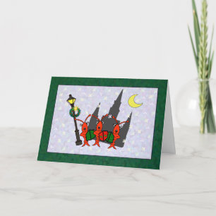 Cartão De Festividades Caroling Crawfish / Lobster Cathedral Christmas