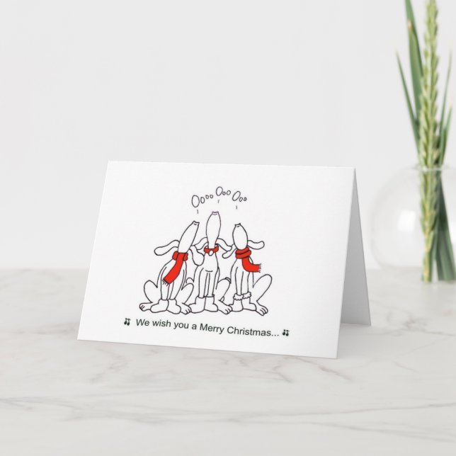 Cartão De Festividades caroling-dog-christmas-card (Frente)