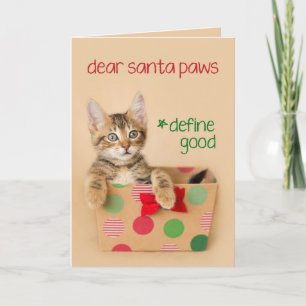 Cartão De Festividades Caros Papais noeis, Definir Bom Gatinho